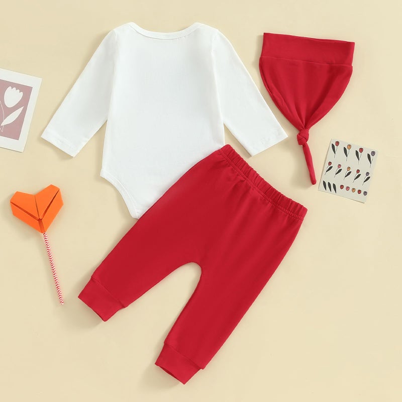 Gureui My First Valentines Day Baby Boy Outfit Long Sleeve Heart Print Romper Onesie Pants Toddler Infant Newborn Clothes (A Red Mr Steal Your Heart, 3-6 Months) - Image 4