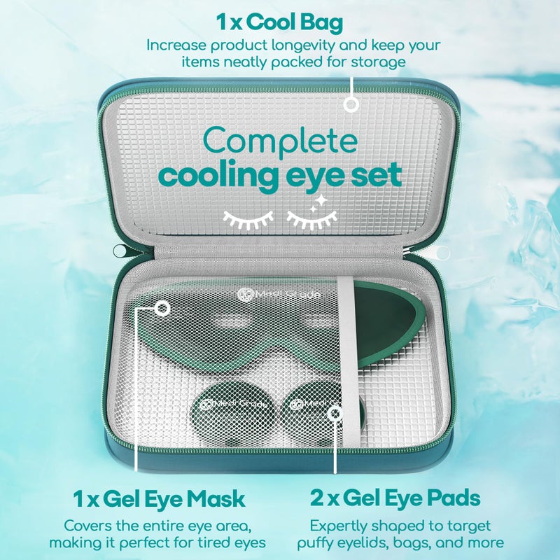 Medi Grade Cooling Eye Mask for Puffy Eyes, Allergies, Sinuses - Reusable Gel Eye Mask and Cooling Pads with Thermo-Bag for Dark Circles, Hangovers and Migraine Relief - Cold Eyemask - Image 3