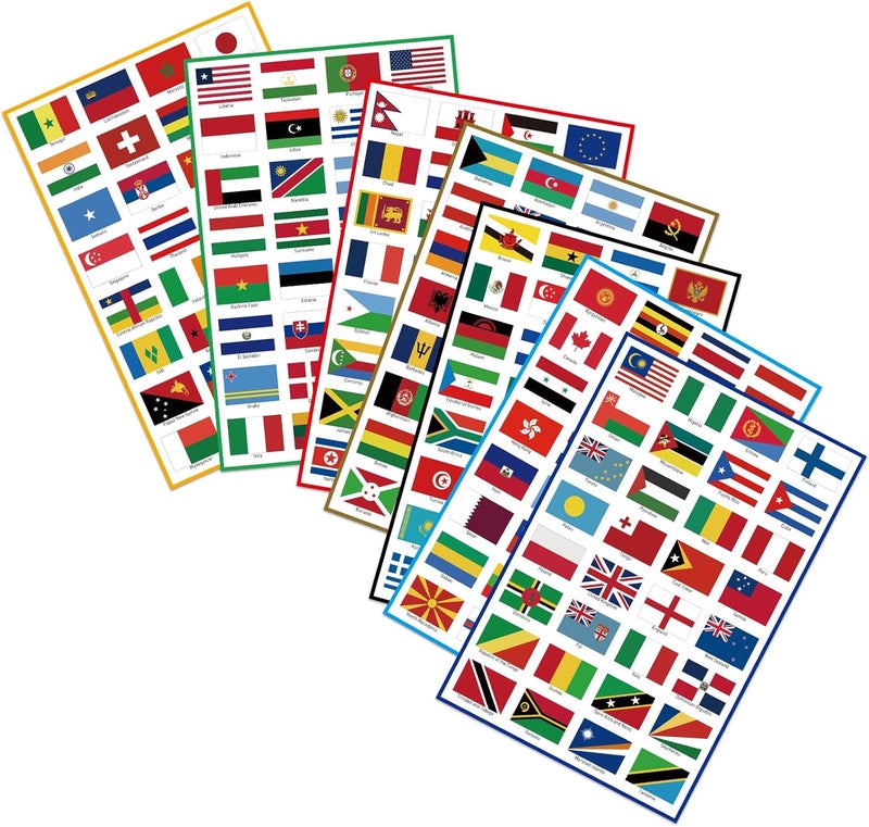 TamBee 2026 New Countries Flags Stickers 224PCS Multi Territorial Maps Nations Patterns Face Sticker Travel Stickers Children's Room Decor Labels World Cup A4 7PACKS Olympics - Image 1