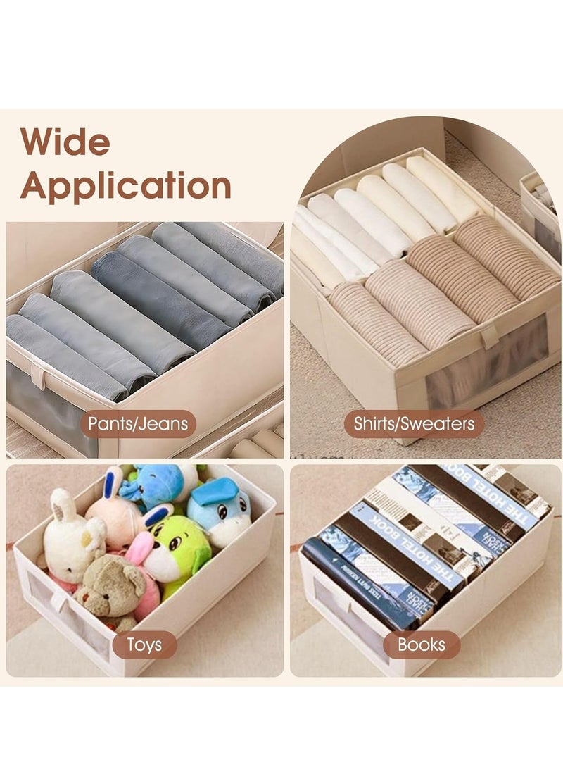 DUNISO 4-Piece Foldable OrganizerJeans Storage BoxWardrobe Clothes OrganizerVisible Linen Storage BoxDrawer Organizers For Clothing Washable Storage Box  - Image 5