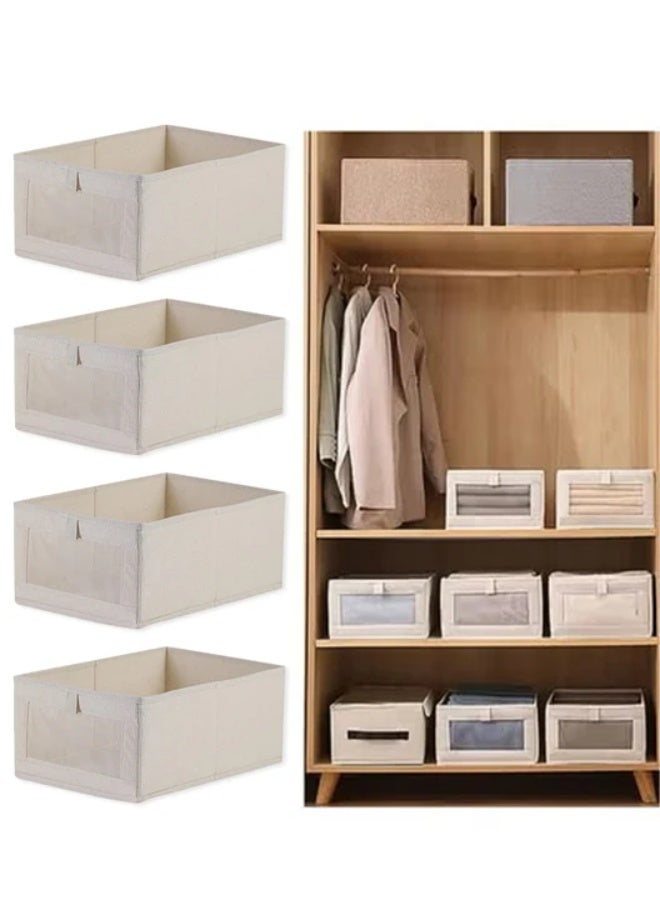DUNISO 4-Piece Foldable OrganizerJeans Storage BoxWardrobe Clothes OrganizerVisible Linen Storage BoxDrawer Organizers For Clothing Washable Storage Box - Image 1