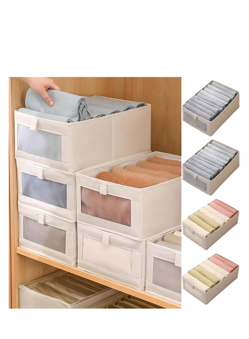 DUNISO 4-Piece Foldable OrganizerJeans Storage BoxWardrobe Clothes OrganizerVisible Linen Storage BoxDrawer Organizers For Clothing Washable Storage Box - Image 3
