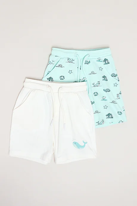 R&B 2 Pack Printed Shorts with Drawstring Waist