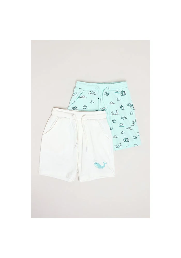 أر أند بي 2 Pack Printed Shorts with Drawstring Waist