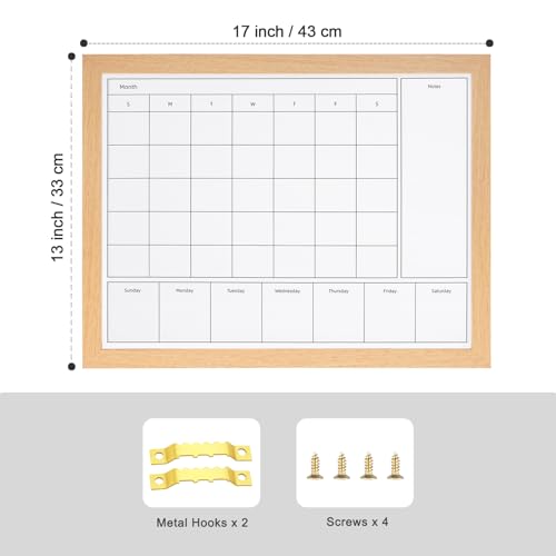 Aitakatta 3-in-1 Dry Erase Calendar for Wall, Magnetic Monthly & Weekly Calendars Whiteboard, Dry Erase Board for Wall with Brown Wood Frame, Hanging White Board Calendar for Decor/Memo(YL+ZL-BR,4333) - Image 2
