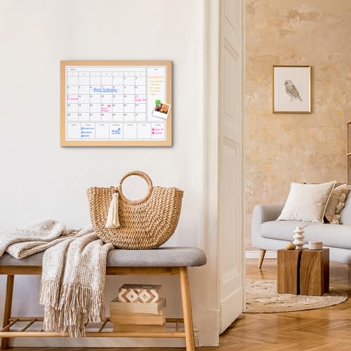 Aitakatta 3-in-1 Dry Erase Calendar for Wall, Magnetic Monthly & Weekly Calendars Whiteboard, Dry Erase Board for Wall with Brown Wood Frame, Hanging White Board Calendar for Decor/Memo(YL+ZL-BR,4333) - Image 5