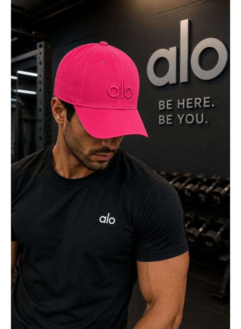Alo Yoga Premium Unisex Adjustable Baseball Cap – Lightweight Breathable Casual Sports Hat for Men & Women, Minimal Streetwear Style, Curved Visor Hot Pink - Image 2