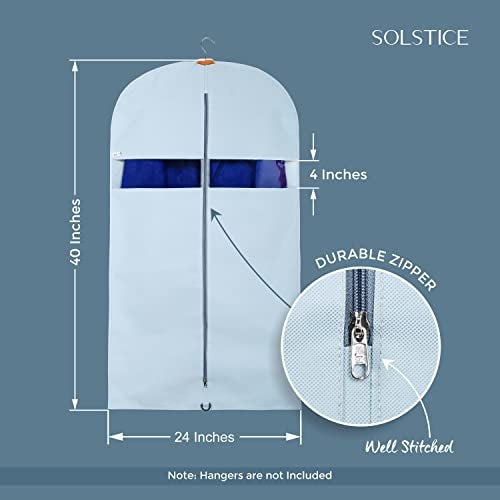 SOLSTICE Suit Cover Big Size with Zip of (40 x 24 inch) | Suit, Coat, Blazer, Jacket Cover (Pack of 5)(Blue) - Image 2