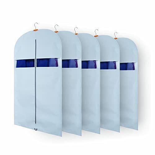 SOLSTICE Suit Cover Big Size with Zip of (40 x 24 inch) | Suit, Coat, Blazer, Jacket Cover (Pack of 5)(Blue) - Image 1