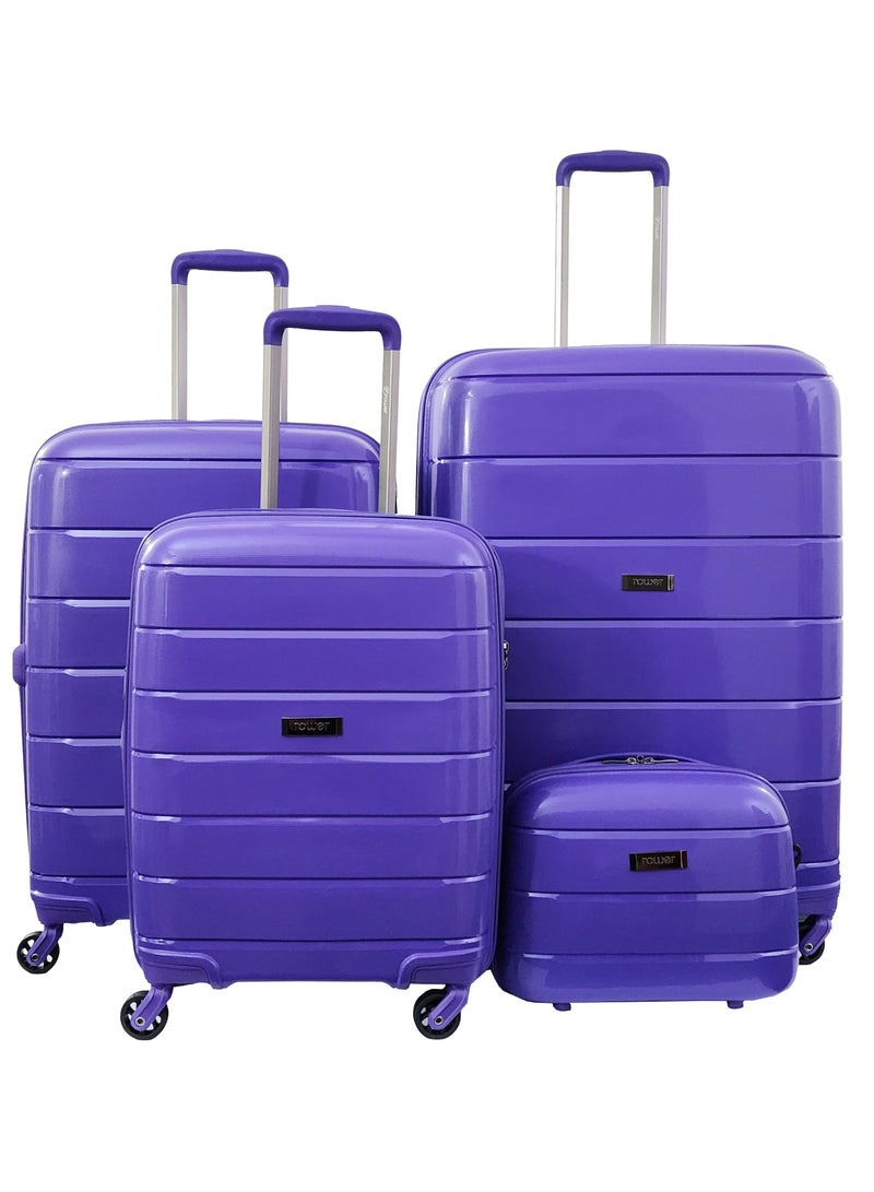 ROWER Luggage Set – Travelling Hard Shell  Expandable Suitcase With Spinner Wheels & TSA 3 Digit Number Lock-Set of 4 Trolley Bags  (20/24/28/14 Inches) - Image 1