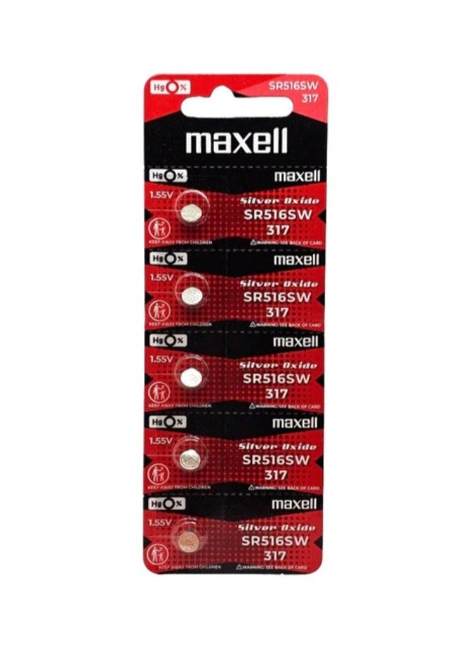 ماكسل 5-Pieces Maxell SR516SW / 317 Silver Oxide Hg0% 1.55V (maxell) Japan Batteries 
