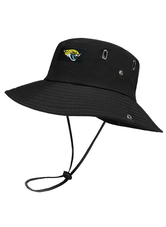 Jacksonville Jaguars Black Wide-Brim NFL Bucket Hat with Adjustable Chin Strap