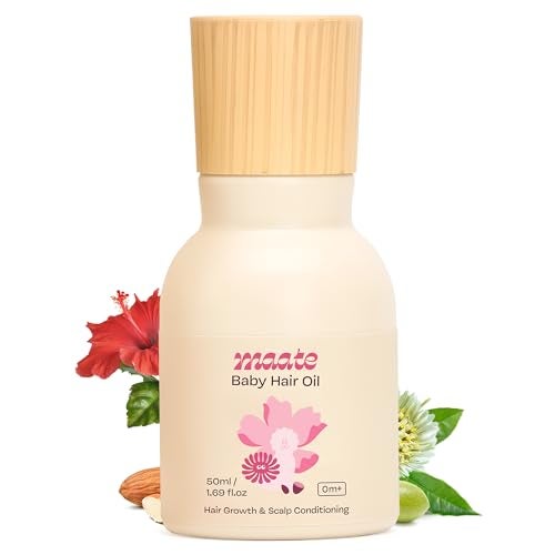 Maate Baby Hair Oil (50 ml) | Enriched With Hibiscus, Bhringraj & Vitamin Rich Almond | For Healthy Hair, Scalp Conditioning, Moisturizes & Soothes | 0-12 Years - Image 1