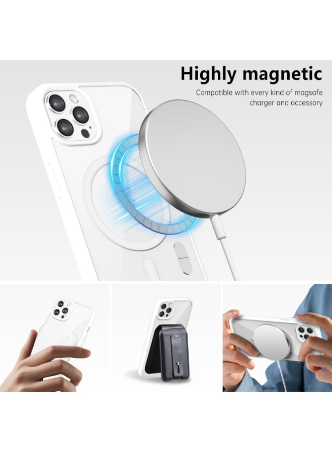 أكاليكس حافظة مغناطيسية لهاتف iPhone 11 Pro Max، متوافقة مع MagSafe، غطاء فاخر مطلي، حافظة هاتف شفافة ناعمة من مادة TPU مقاومة للصدمات، (أبيض) - Image 3