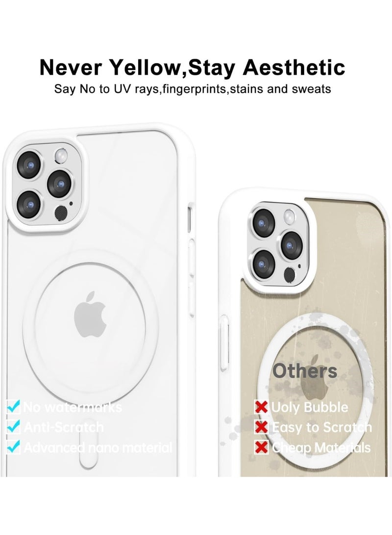 أكاليكس حافظة مغناطيسية لهاتف iPhone 11 Pro Max، متوافقة مع MagSafe، غطاء فاخر مطلي، حافظة هاتف شفافة ناعمة من مادة TPU مقاومة للصدمات، (أبيض) - Image 2