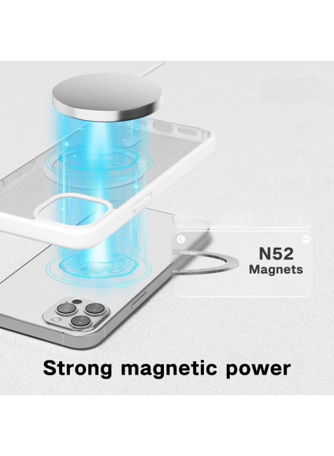 أكاليكس حافظة مغناطيسية لهاتف iPhone 11 Pro Max، متوافقة مع MagSafe، غطاء فاخر مطلي، حافظة هاتف شفافة ناعمة من مادة TPU مقاومة للصدمات، (أبيض) - Image 5