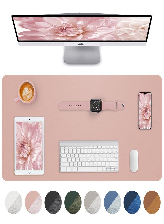 AFIING Leather Desk Pad Blotter,Mouse Pad,Office Desk Mat, Non-Slip PU Leather Desk mat,Large Desk mat,Waterproof Keyboard mat for Office/Home/Decor (Pink,35" x 17") - Image 1