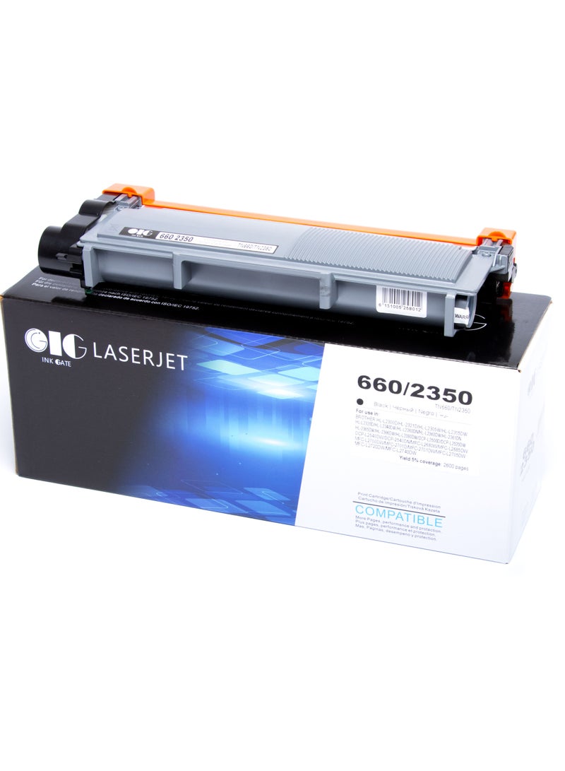 IG Brother Ink Gate (IG) Compatible High-Yield Toner Cartridge – Black – Replaces TN-660 / TN-2305 / TN-2355 – For Brother HL-L2365, DCP-L2540, MFC Series – 2600 Pages  - Image 1