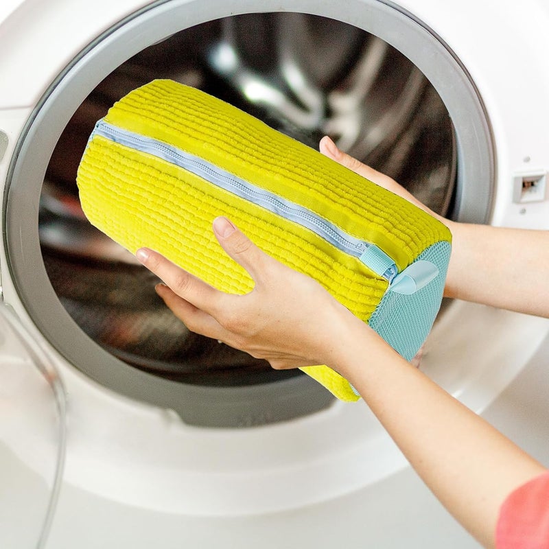 FUULOXE 2 Pcs Shoe Washing Machine Bags Laundry Shoe Bags With Self-locking Zipper for Washer and Dryer Reusable Shoes Cleaning Bag for Sneaker Tennis Shoes Unstain Cleaner Kit, yellow, Shoebag-yellow - Image 5