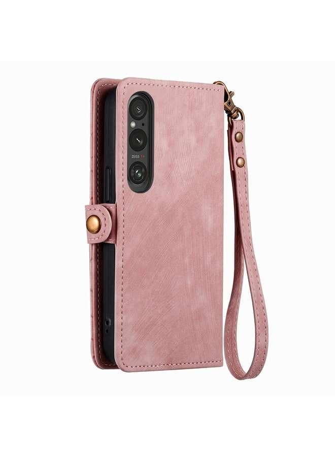 HuHa For Sony Xpreia Ace 3 Geometric Zipper Wallet Side Buckle Leather Phone Case(Pink)  - Image 3