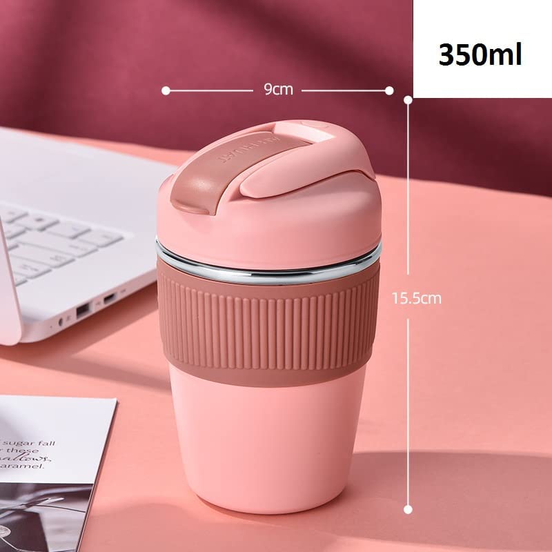 Wosta Travel Mug, Insulated Coffee Cup with Leakproof Lid,Vacuum Insulation Stainless Steel Reusable for Hot Cold Coffee, Non-Slip Protective Cover, (Red, 350 Ml) - Image 2