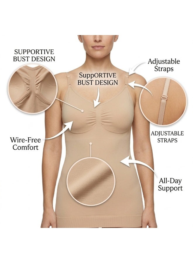 Shappex Seamless Women’s Camisole with Built-In Support – No Padding, Wireless Comfort, Adjustable Straps, Breathable Stretch Fabric, Tummy Smoothing Tank Top for Everyday Wear - Image 2