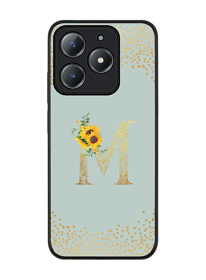 Stylizedd For Realme C63 / Realme C61 4G Case,Slim fit Camera Protection, Shockproof Thin Phone cover  - Custom Floral Monogram - M  (Light Grey ) - Image 1