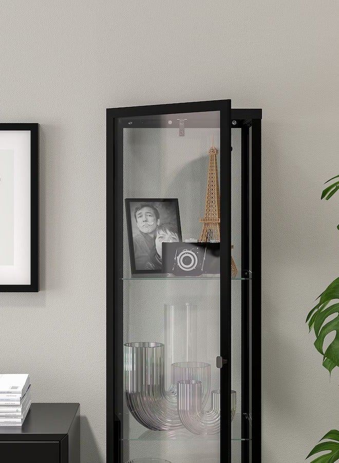 Generic Modern Version Storage Cabinet - Display Cabinet - Glass Door Cabinet - Shelving Unit Black 35x32x151 cm  - Image 4