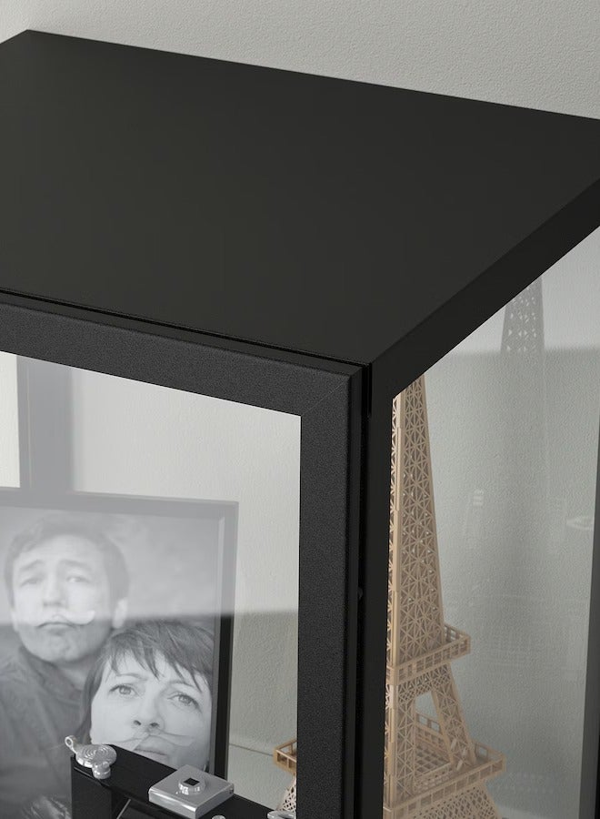 Generic Modern Version Storage Cabinet - Display Cabinet - Glass Door Cabinet - Shelving Unit Black 35x32x151 cm  - Image 3