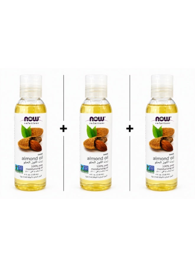 Three 3 bottles of sweet almond oil, 118 ml