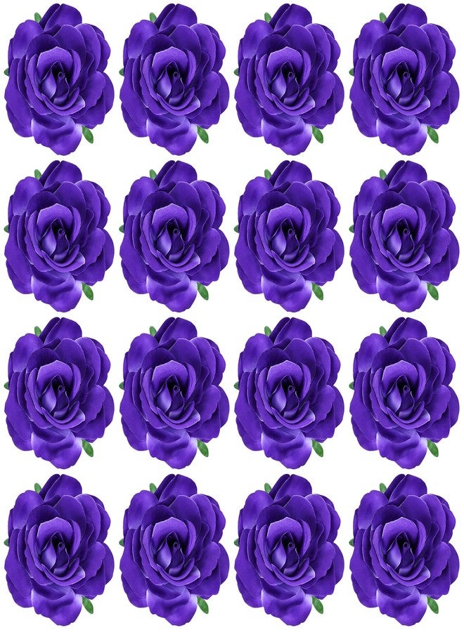 Cinaci 16 Pieces Realistic Purple Rose Flower Brooches Hair Clips Barrettes Party Prom Floral Hair Pins Accesssories for Women Girls - Image 1