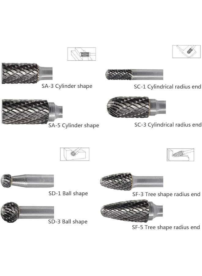 erorex Carbide Burr Set 8Pcs 1 4 Inch Shank Diameter Double Cut Rotary Files Metal Grinding Polishing Carving Tool Drill Bits For Die Grinder Kits - Image 4