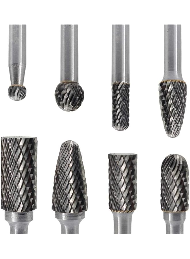 erorex Carbide Burr Set 8Pcs 1 4 Inch Shank Diameter Double Cut Rotary Files Metal Grinding Polishing Carving Tool Drill Bits For Die Grinder Kits - Image 5