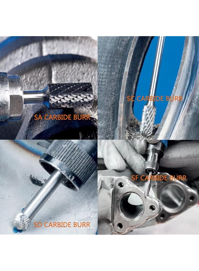 erorex Carbide Burr Set 8Pcs 1 4 Inch Shank Diameter Double Cut Rotary Files Metal Grinding Polishing Carving Tool Drill Bits For Die Grinder Kits - Image 2