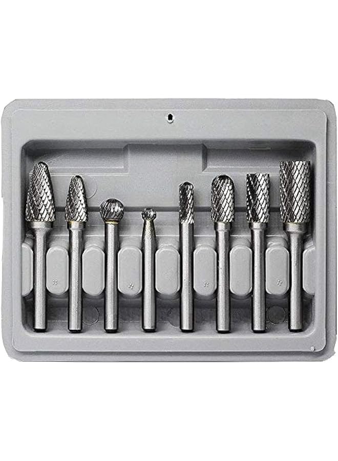 erorex Carbide Burr Set 8Pcs 1 4 Inch Shank Diameter Double Cut Rotary Files Metal Grinding Polishing Carving Tool Drill Bits For Die Grinder Kits - Image 1