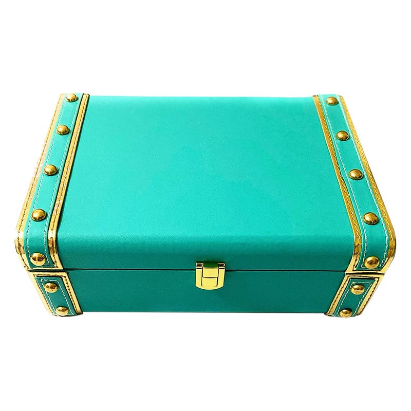 Artlysoul Artlysoul Vintage Rectangular Trunk Box Green Size10 x 7 x 35 Inch for GiftingStorageDecor  - Image 1