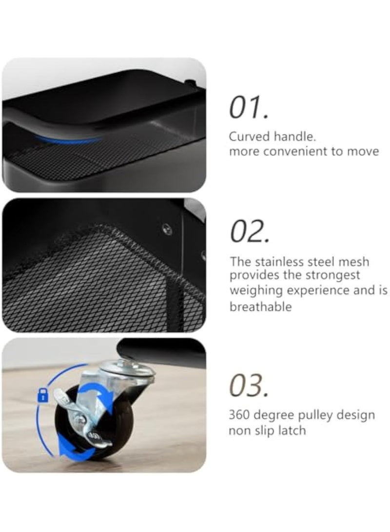 POWER 3-Tier Mesh Utility Cart, Rolling Metal Storage Cart with Handle and Lockable Wheels, Multi-Function Storage Rack for Kitchen Living Room Office Black - Image 5