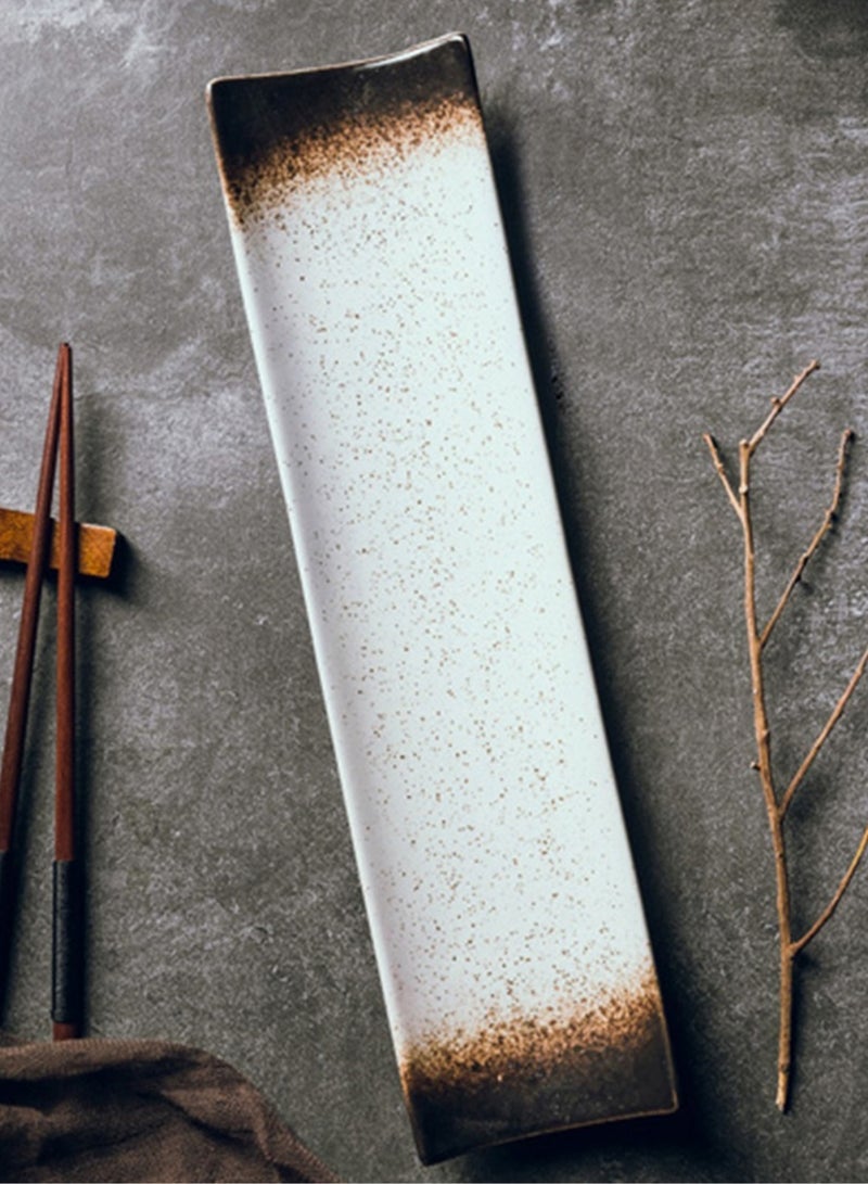 واملهوم مطعم السوشي الإبداعي مطعم سوشي مطعم فندق مطعم فندق طويل العمود طويل مربع سيراميك مربع طويل 14 بوصة/34.5 سم طبق كبير طبق حلوى وجبة خفيفة أدوات مائدة قديمة - Image 1