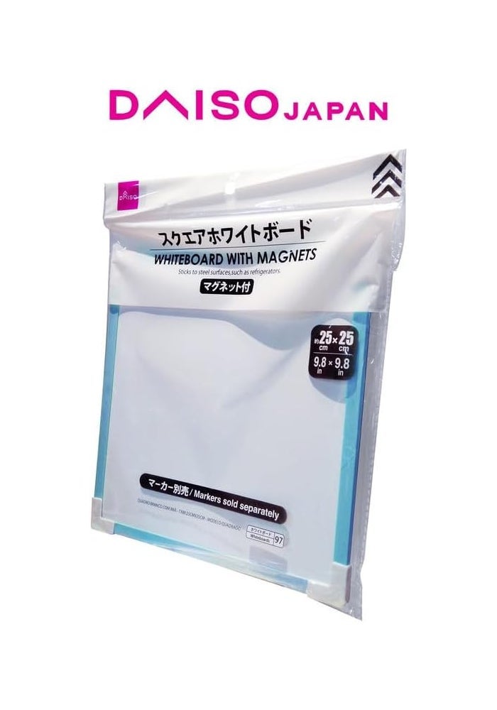 Daiso لوحة بيضاء مربعة من دايسو مع مغناطيس - 25x25 سم (9.8x9.8 بوصة) - إطار أزرق - Image 3