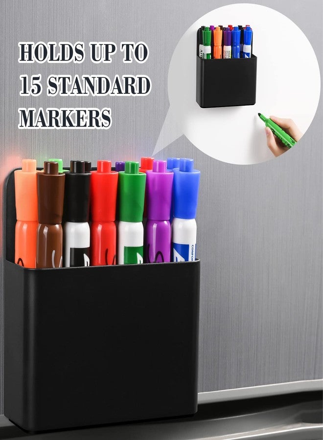 Lidwot Black Strong Magnetic Dry Erase Marker Holders - Pen Holders for Whiteboard, Fridge, Locker, Magnetic Organizer for Office, Kitchen, and School. No Drilling, Nails, or Glue Needed - Image 2
