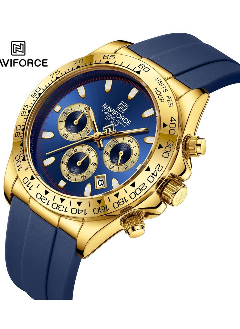 NAVIFORCE - NF8054 Luxury Chronograph Men's Watch – Gold & Blue Sport Design - Image 1