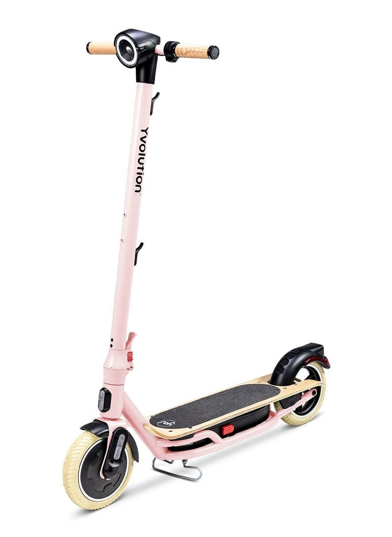 Yvolution Yvolution YES Electric Scooter, Kick Scooter with 350W Motor and LED Display, Max Speed 25 kmh, 8.5" Solid Tires, 3 Speed Modes and Dual Braking, Folding Commuter  Electric Scooter - Pink  - Image 1
