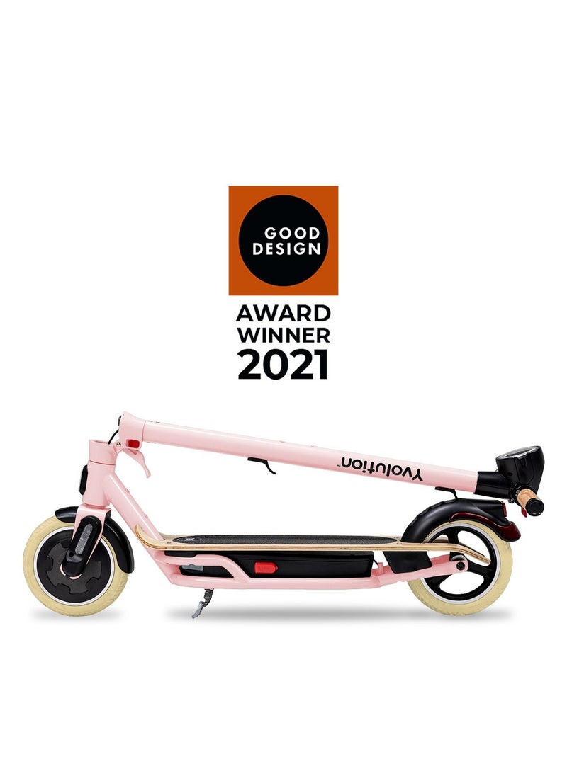 Yvolution Yvolution YES Electric Scooter, Kick Scooter with 350W Motor and LED Display, Max Speed 25 kmh, 8.5" Solid Tires, 3 Speed Modes and Dual Braking, Folding Commuter  Electric Scooter - Pink  - Image 2