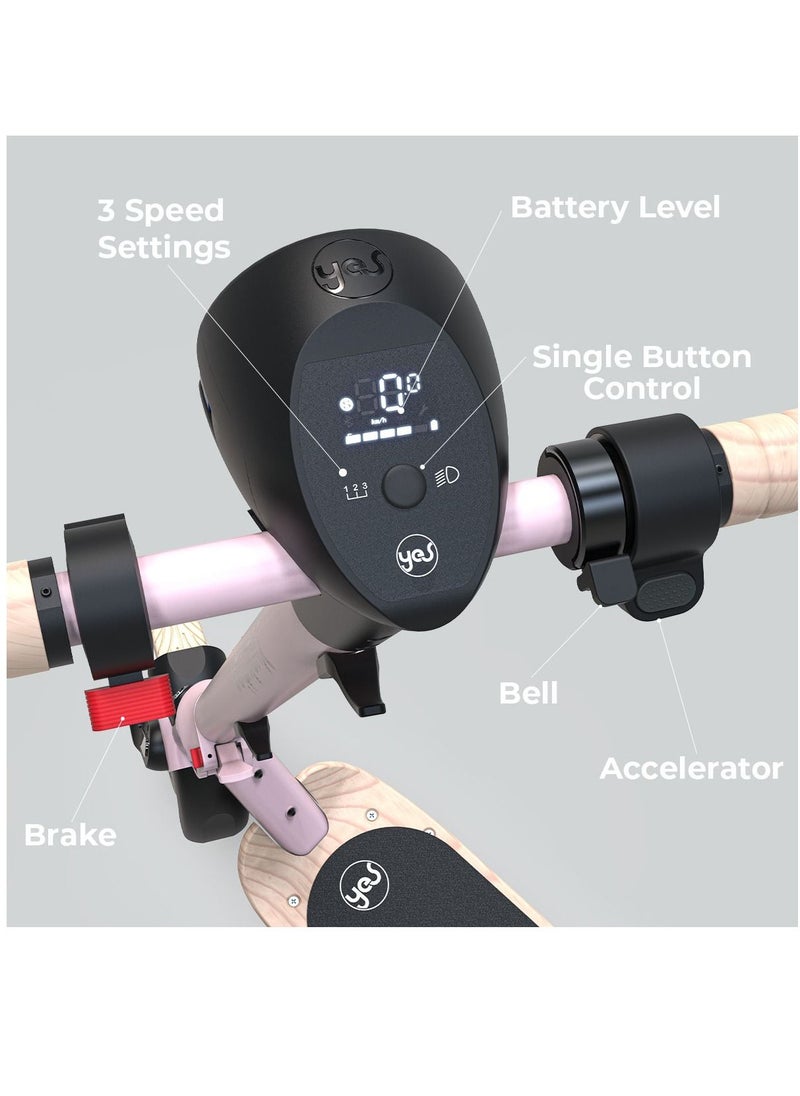 Yvolution Yvolution YES Electric Scooter, Kick Scooter with 350W Motor and LED Display, Max Speed 25 kmh, 8.5" Solid Tires, 3 Speed Modes and Dual Braking, Folding Commuter  Electric Scooter - Pink  - Image 5