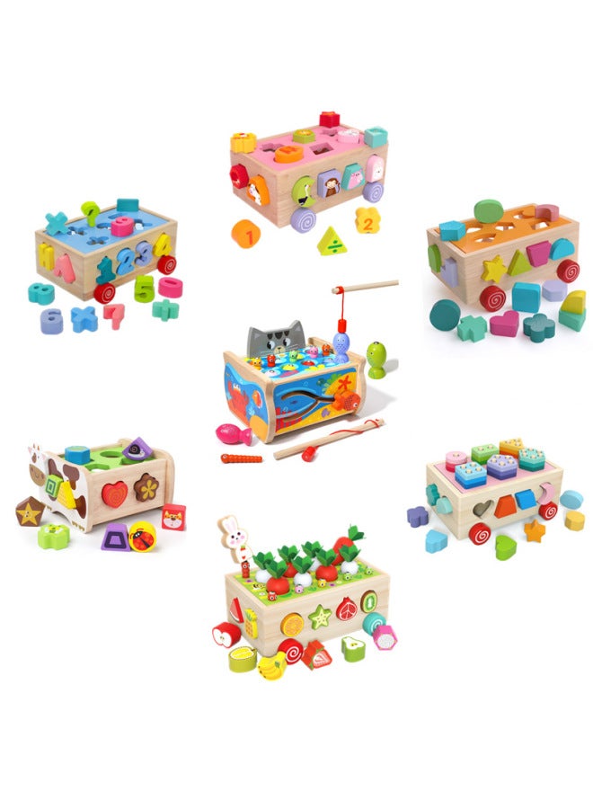 Multi-functional Drag Intelligence Box Baby Toys Educational Early Education Geometric Matching Trailer Intelligence Building Blocks-Color:Cow Pulling Radish 0.7kg - Image 2