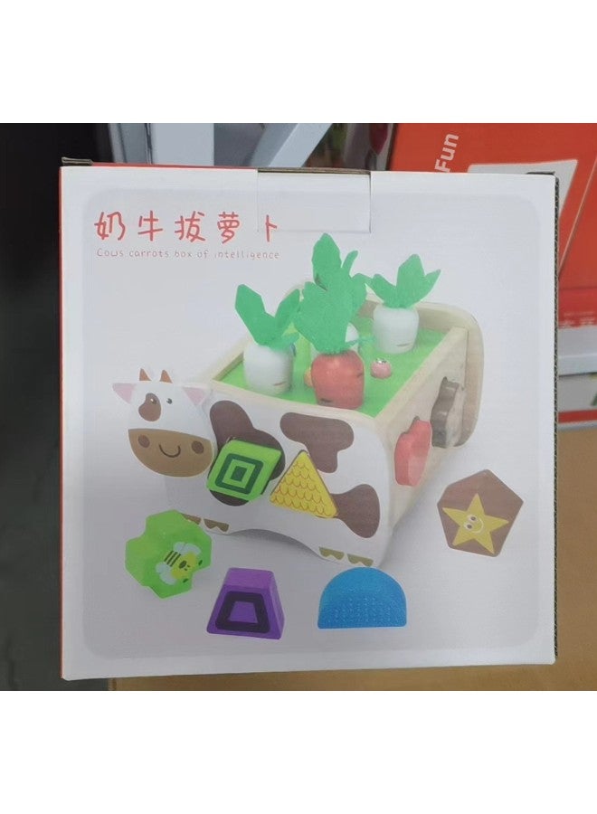 Multi-functional Drag Intelligence Box Baby Toys Educational Early Education Geometric Matching Trailer Intelligence Building Blocks-Color:Cow Pulling Radish 0.7kg - Image 1