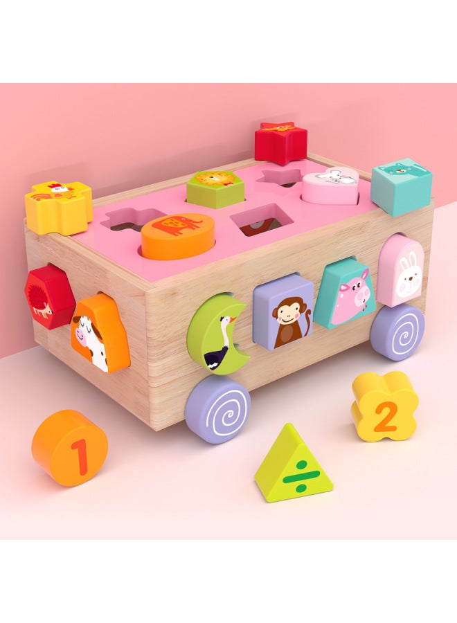 Multi-functional Drag Intelligence Box Baby Toys Educational Early Education Geometric Matching Trailer Intelligence Building Blocks-Color:Cow Pulling Radish 0.7kg - Image 3