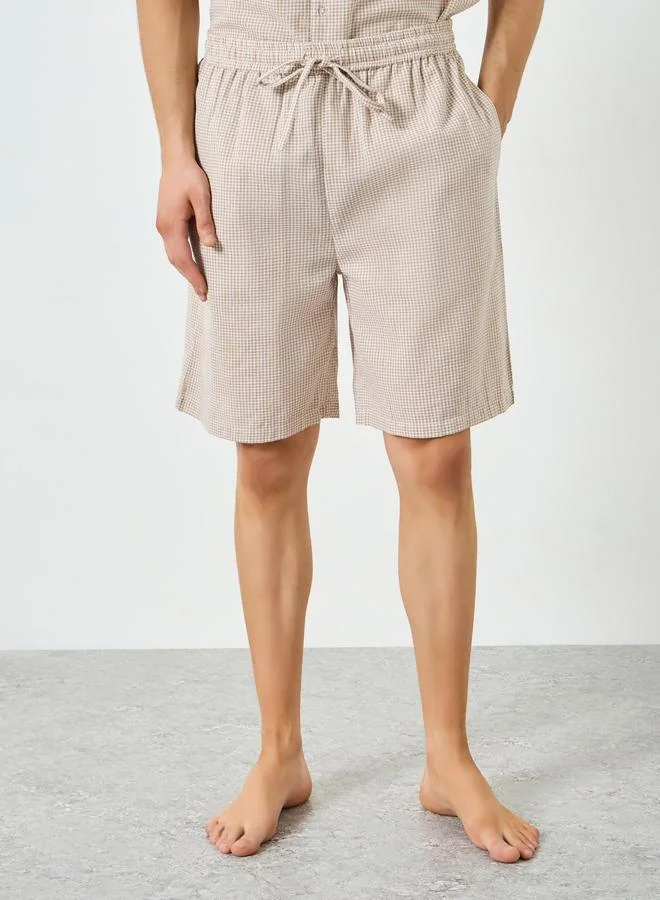 Styli  Men Cotton Checked Shirt and Shorts Set for Men | Best Price UAE