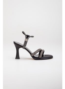 Dilimler Ayakkabı Slices Shoes Thick Row Stone Sultan Black Women's Evening Dress Shoes  - Image 3