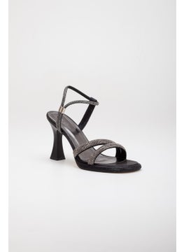 Dilimler Ayakkabı Slices Shoes Thick Row Stone Sultan Black Women's Evening Dress Shoes  - Image 4